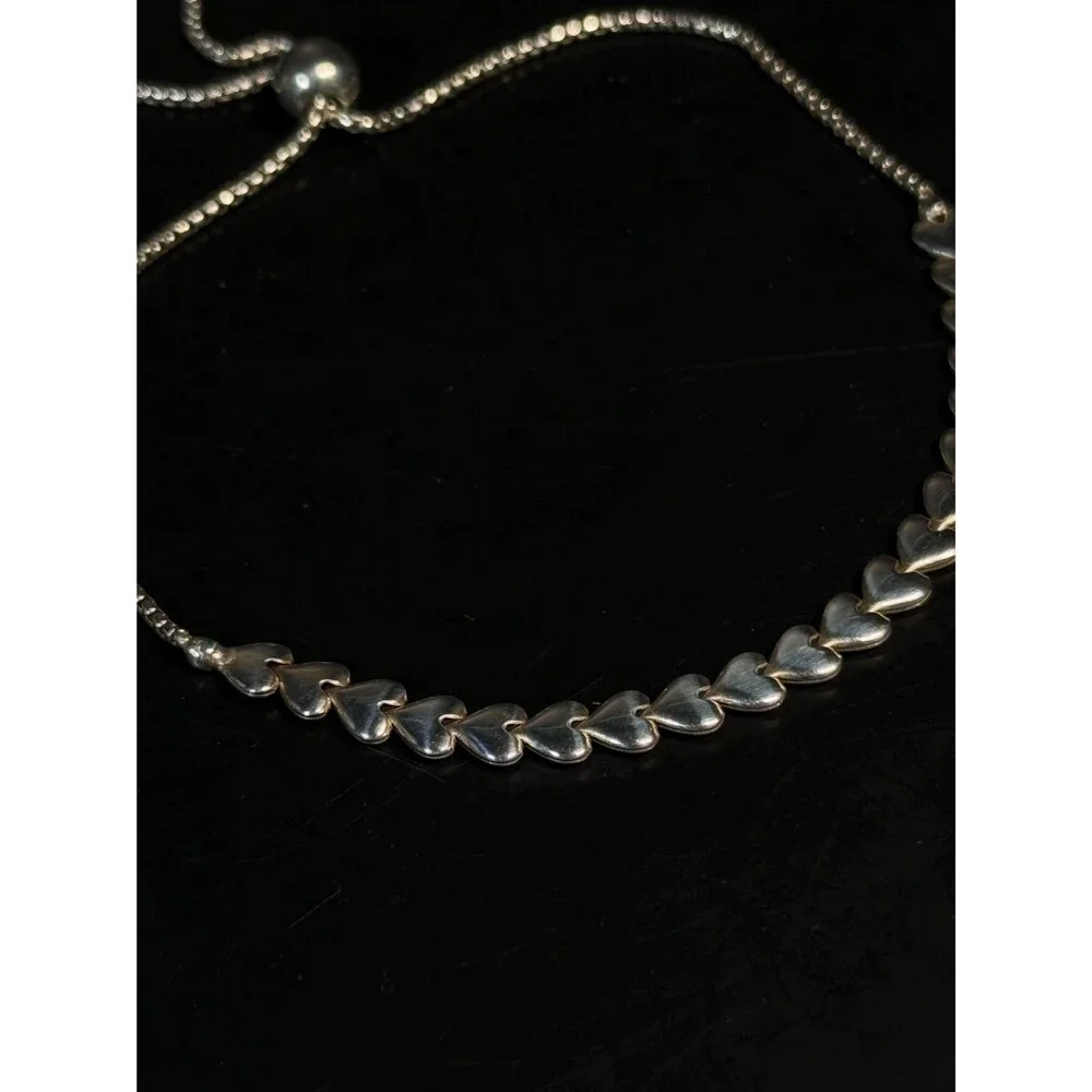 Vintage Dyadema 925 Sterling Silver Heart Bolo Slider Bracelet